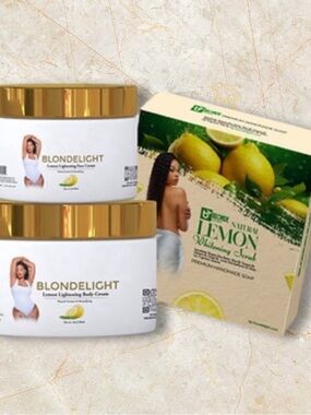 Blondelight Lemon Brightening Body Cream/Mini Set— White & Gold